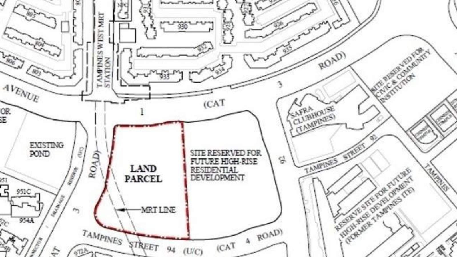 Master plan showing Pinery Residences land parcel with MRT line integration